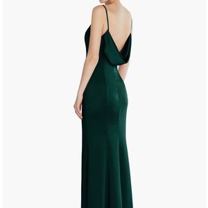 Dessy Group After Six Style 6856 Cowl Back Green Gown